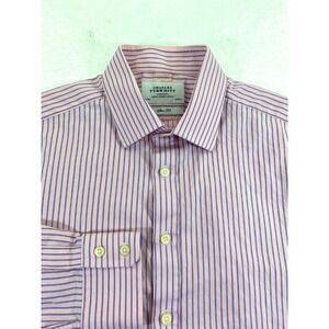 Charles Tyrwhitt Men's SLIM FIT  100% Cotton Pink Stripe Dress Shirt 16.5/33